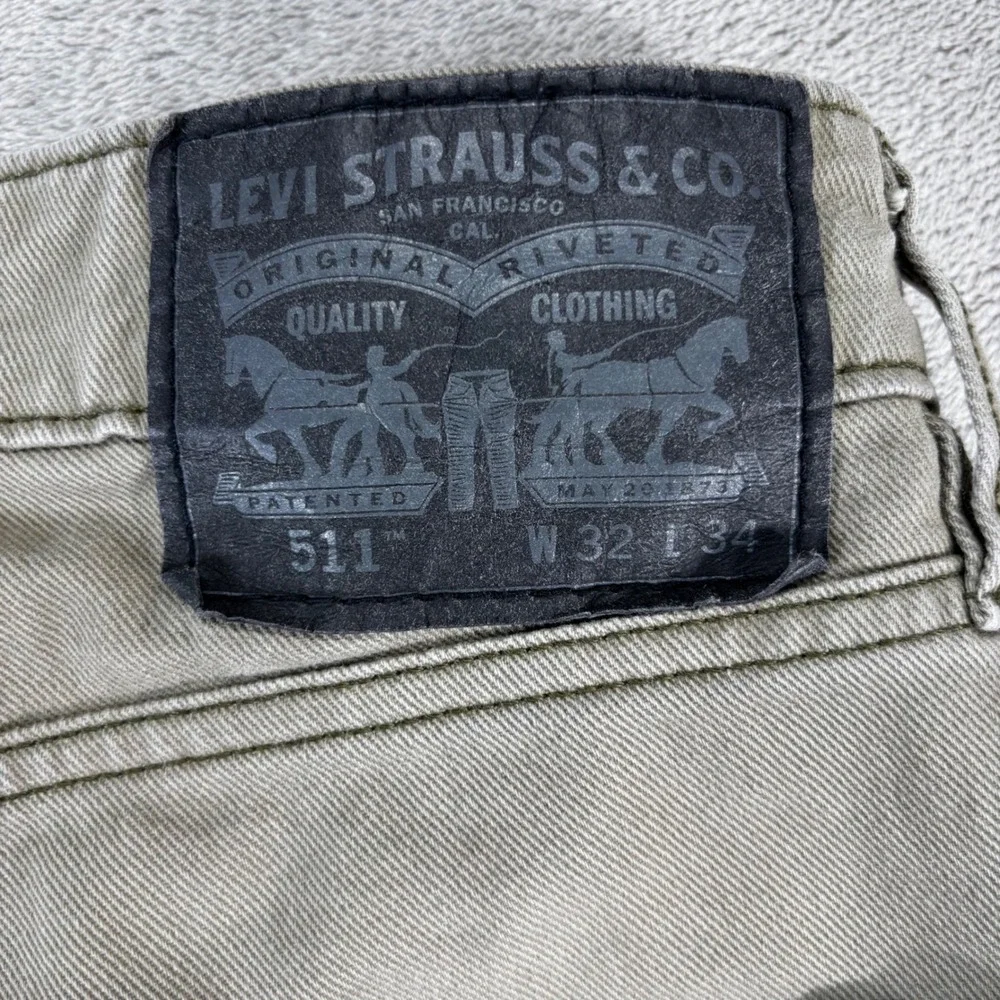 Levis 511 Slim‎ Fit Pants Mens 32x34 Olive Green Khaki Twill 19111-0129